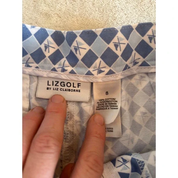 Liz Claiborne LizGolf Argyle Golf Skort Blue Vintage Cotton Womens 8 - Picture 2 of 9